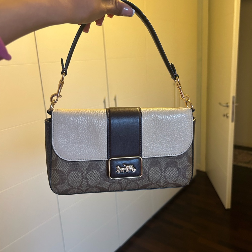Coach Two-Tone Brown and Cream Shoulder Bag